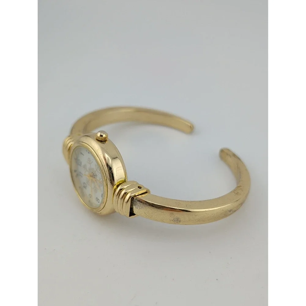 Women's Gold Tone Hinged Band Snowflake Watch 24mm Case- New Battery